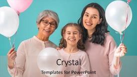  Presentation with balloons blue - PPT theme enhanced with hugging on light blue background background and a coral colored foreground