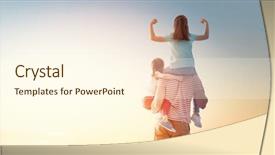  Presentation with dads and children - Slides having hugging outdoors cute little girl background and a cream colored foreground