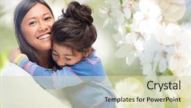  Presentation with cherry blossom - Presentation theme having hugging over cherry blossom background background and a  colored foreground
