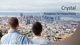  Presentation with tolerance - Amazing slide set having hugging over san francisco city backdrop and a lemonade colored foreground