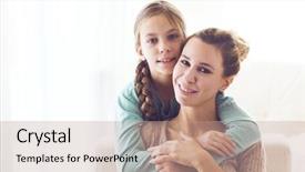  Presentation with mom and newborn - Audience pleasing slide set consisting of hugging positive feelings good relation backdrop and a coral colored foreground