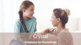  Presentation with mom daughter - Presentation theme with hugging positive feelings good relations background and a coral colored foreground