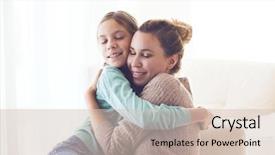  Presentation with mom and newborn - Theme featuring hugging positive feelings good relations background and a soft green colored foreground