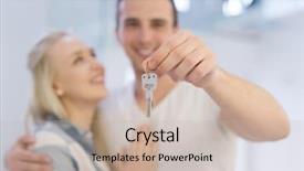  Presentation with college education happy smiling - Cool new slide deck with hugging while showing a key backdrop and a mint green colored foreground