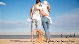  Presentation with ocean - Slides featuring hugging while their dog background and a coral colored foreground