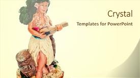  Presentation with luau - Slide deck enhanced with hula hawaiian doll with copy background and a cream colored foreground