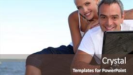  Presentation with sea - Presentation consisting of powtoon - couple on a pontoon near background and a tawny brown colored foreground