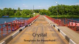  Presentation with cable stayed bridge over river - Slide set featuring floating bridge on the moskva background and a coral colored foreground