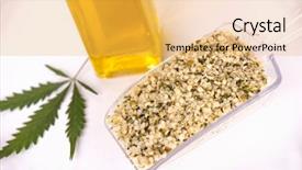 Presentation with nutritional value - Slides enhanced with hulled edible hemp seeds regard background and a yellow colored foreground