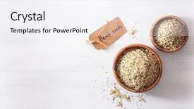  Presentation with supplement - Audience pleasing PPT theme consisting of hulled hemp seeds healthy superfood backdrop and a white colored foreground