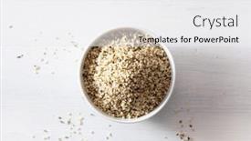  Presentation with supplement - Audience pleasing PPT theme consisting of cannabis - hulled hemp seeds healthy superfood backdrop and a white colored foreground
