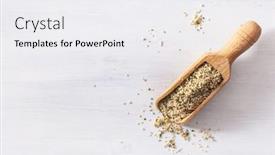  Presentation with hemp - Presentation consisting of hulled-hemp-seeds-healthy-superfood background and a white colored foreground