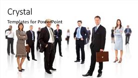  Presentation with young business people - Theme featuring body human - young attractive business people background and a  colored foreground