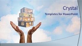  Presentation with child dream house - Cool new PPT theme with human 3d - your dream house design mixed backdrop and a sky blue colored foreground