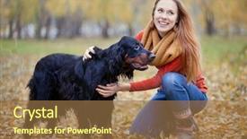  Presentation with dog park dogs plays - Amazing presentation design having human activities - girl and her dog playing backdrop and a coral colored foreground