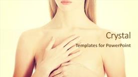  Presentation with woman covering man mouth hand - Amazing slide deck having human anatomy - beautiful caucasian naked woman covering backdrop and a cream colored foreground