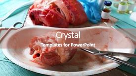  Presentation with medical heart - PPT theme with human anatomy - heart organ in medical metal background and a coral colored foreground