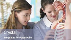  Presentation with teenage - Cool new PPT theme with human anatomy education - teenage girls examining part backdrop and a seafoam green colored foreground