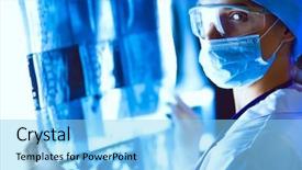  Presentation with women - PPT theme having human anatomy tomography - two female women medical doctors background and a light blue colored foreground