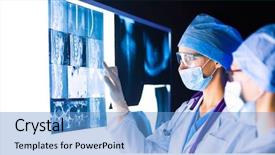  Presentation with human anatomy - Slides consisting of human anatomy tomography - two female women medical doctors background and a teal colored foreground