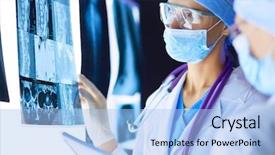  Presentation with women in media - Cool new slides with human anatomy tomography - two female women medical doctors backdrop and a  colored foreground