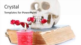  Presentation with old anatomy - Audience pleasing presentation theme consisting of human animal anatomy - skull with dried roses backdrop and a white colored foreground