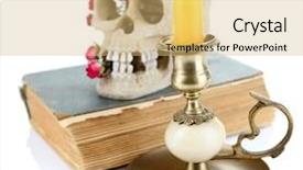  Presentation with old anatomy - PPT layouts with human animal anatomy - skull with dried roses background and a yellow colored foreground