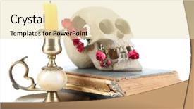  Presentation with old anatomy - Cool new slide deck with human animal anatomy - skull with dried roses backdrop and a lemonade colored foreground