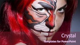  Presentation with human face - Beautiful presentation design featuring human animals - woman with face painting backdrop and a tawny brown colored foreground