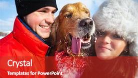  Presentation with human animals - Presentation featuring human animals - young couple portrait with winking background and a crimson colored foreground