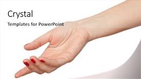  Presentation with hand palm - Amazing presentation having humans arm - outstretched hand isolated on white backdrop and a white colored foreground