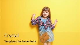  Presentation with fashion - Presentation theme having human bag - cute little girl on color background and a yellow colored foreground