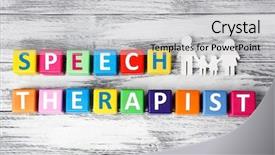  Presentation with behaviour - PPT theme featuring human behaviour - colourful cubes with text speech background and a light gray colored foreground