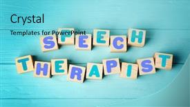  Presentation with behaviour - Slide set consisting of human behaviour - cubes with text speech therapist background and a arctic colored foreground