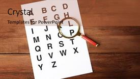  Presentation with alphabet - PPT layouts with human behaviour - paper with alphabet and magnifier background and a  colored foreground