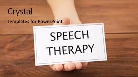  Presentation with speech therapy - PPT layouts enhanced with human behaviour - speech therapy concept hand holding background and a coral colored foreground