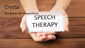  Presentation with speech therapy - PPT layouts featuring human behaviour - speech therapy concept hands holding background and a coral colored foreground