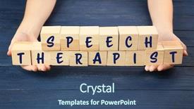  Presentation with speech therapy - PPT theme featuring human behaviour - speech therapy concept hands holding background and a ocean colored foreground