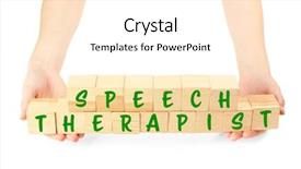  Presentation with speech therapy - Beautiful theme featuring human behaviour - speech therapy concept hands holding backdrop and a white colored foreground
