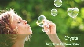  Presentation with one heart one dream - Cool new PPT layouts with human being - beautiful woman blowing bubbles one backdrop and a tawny brown colored foreground