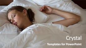  Presentation with sleeping - Presentation design having human being - beautiful young woman sleeping background and a gray colored foreground