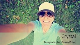  Presentation with human being - Theme having human being - cute girl in the grass background and a mint green colored foreground