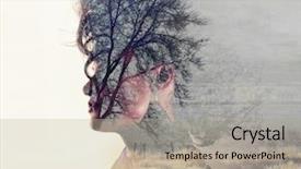  Presentation with human being - Cool new theme with human being - serious looking woman side profile backdrop and a mint green colored foreground