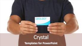  Presentation with urology - PPT theme consisting of human bladder - man holding card with inscription background and a coral colored foreground