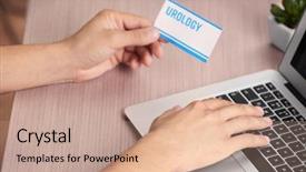  Presentation with urology - Slides enhanced with human bladder - man searching internet information background and a coral colored foreground