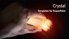  Presentation with fiber optic - Presentation theme enhanced with human body abstract - hand holding fiber optic background and a wine colored foreground