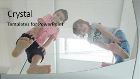  Presentation with smart home - PPT layouts consisting of human body abstract - kids having fun standing background and a light gray colored foreground