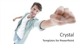  Presentation with superman - Presentation theme with human body free - man in jeans jumped background and a white colored foreground