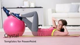  Presentation with exercises - Slide deck featuring human body mind - beautiful young girl doing exercises background and a coral colored foreground