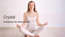  Presentation with floor - Slide set consisting of human body mind - beautiful young woman meditating while background and a lemonade colored foreground